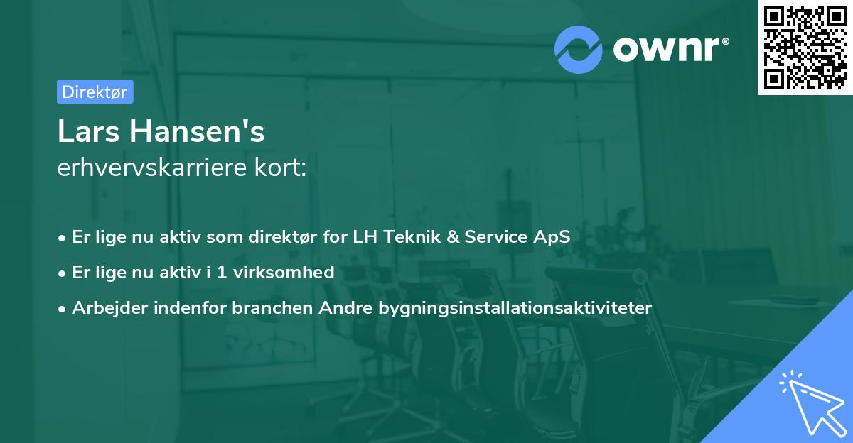 Lars Hansen's erhvervskarriere kort