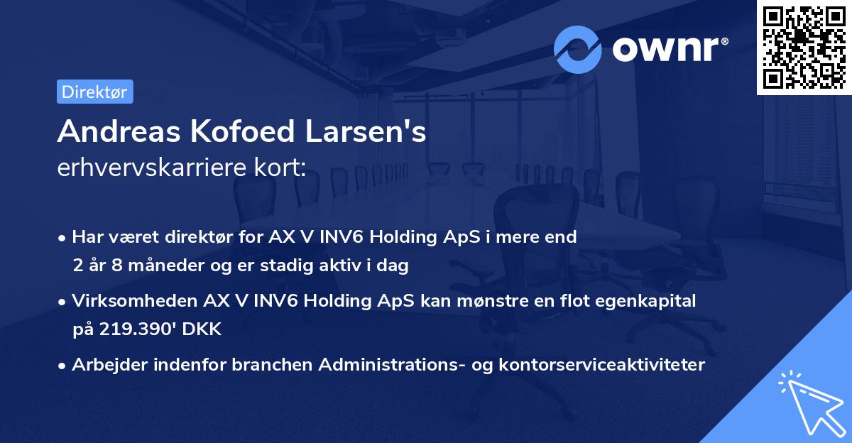 Andreas Kofoed Larsen's erhvervskarriere kort