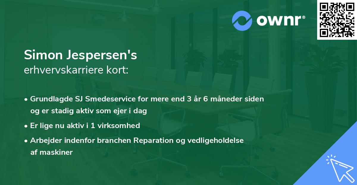 Simon Jespersen's erhvervskarriere kort