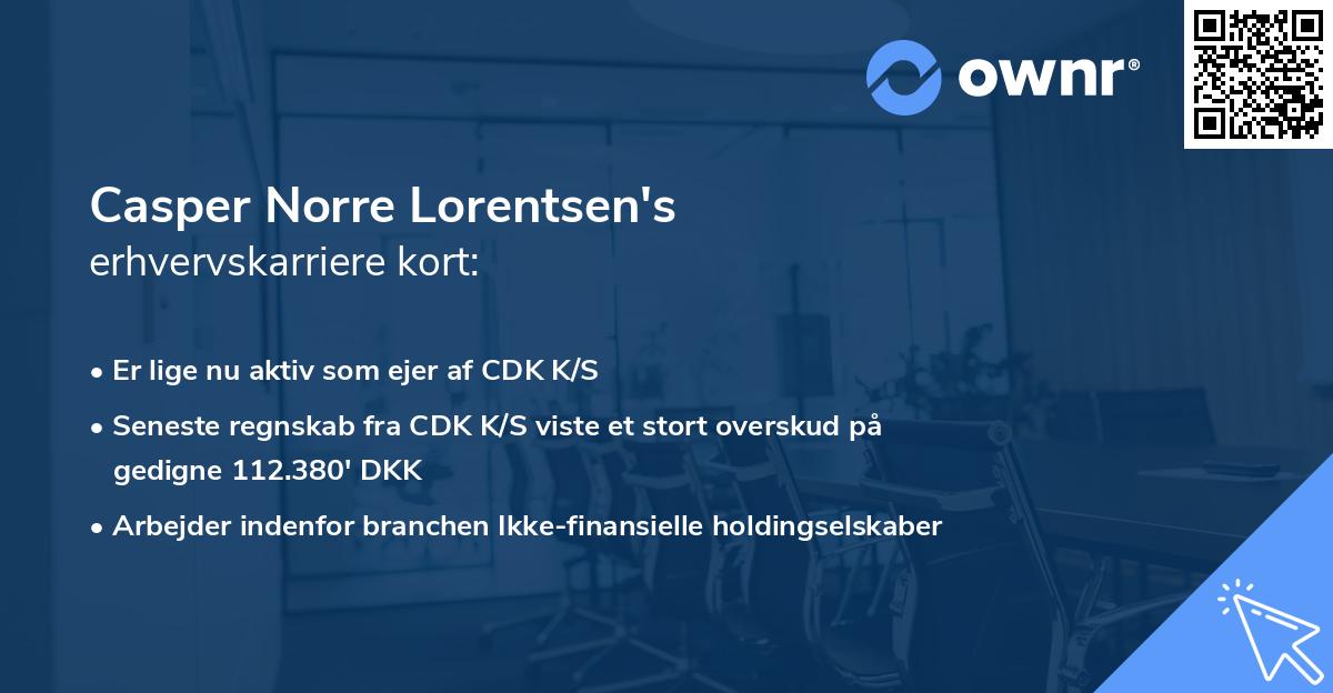 Casper Norre Lorentsen's erhvervskarriere kort