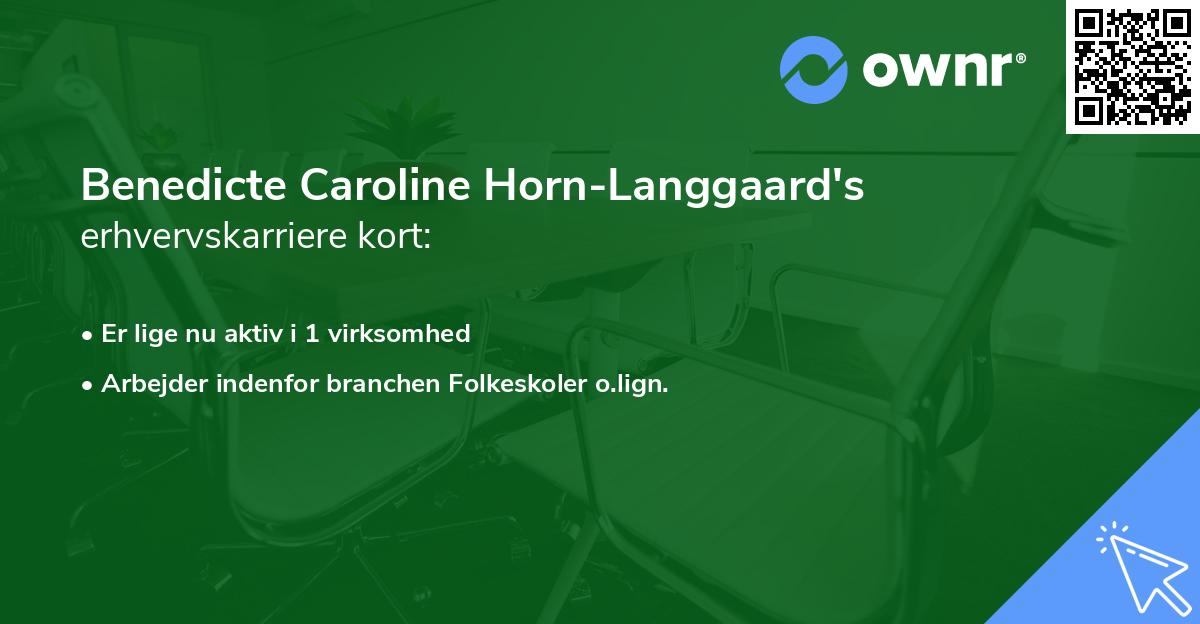 Benedicte Caroline Horn-Langgaard's erhvervskarriere kort