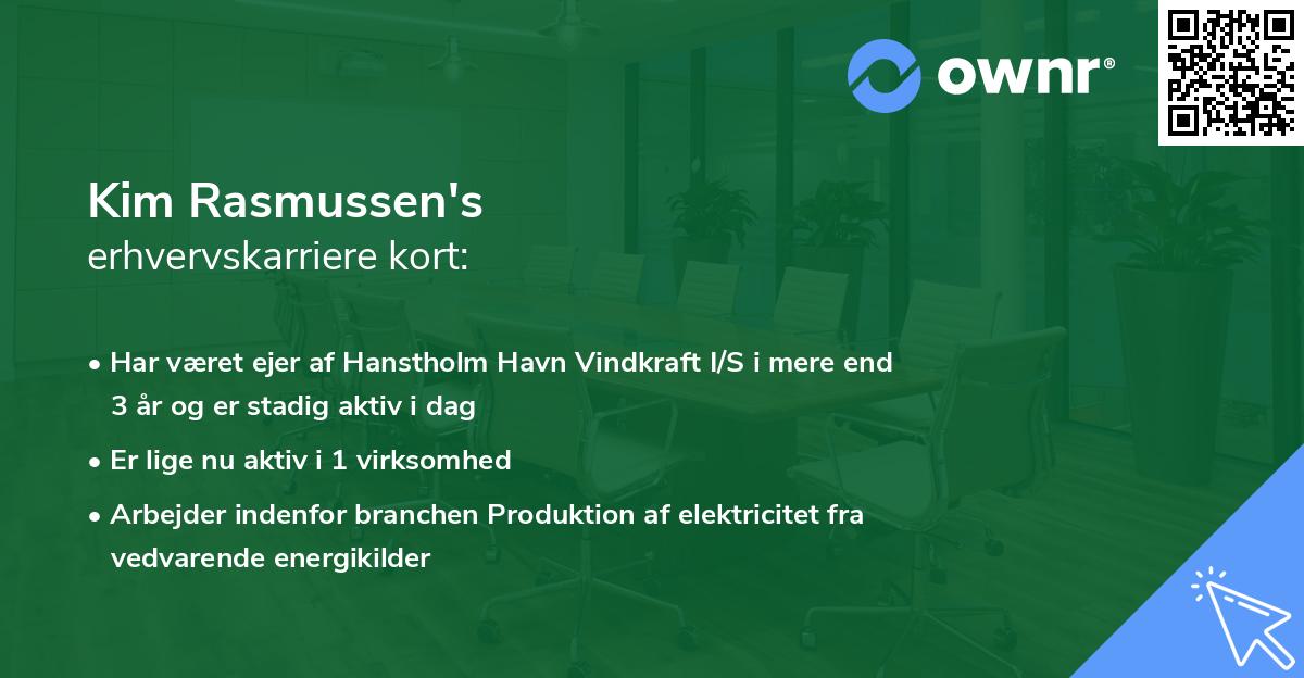 Kim Rasmussen's erhvervskarriere kort