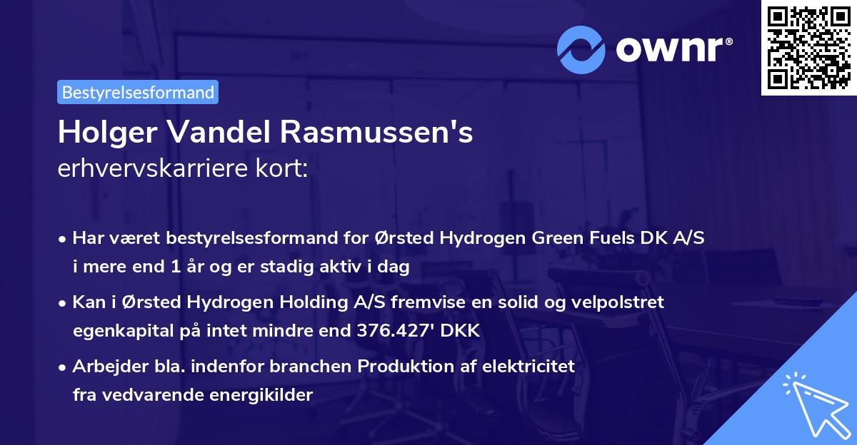 Holger Vandel Rasmussen's erhvervskarriere kort