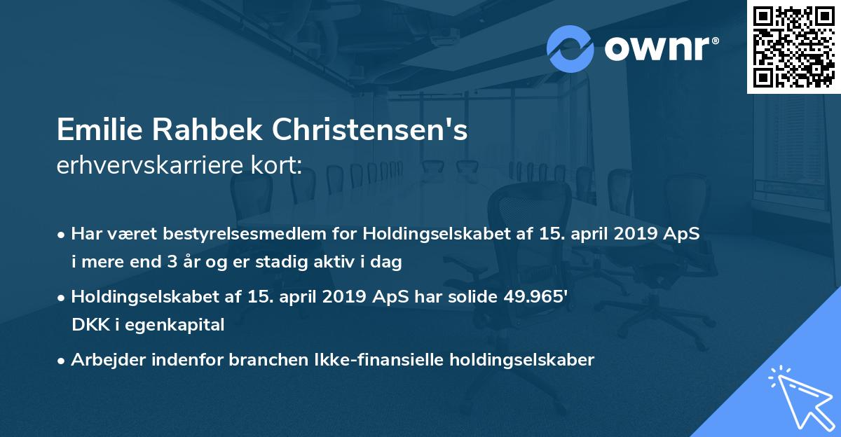 Emilie Rahbek Christensen's erhvervskarriere kort