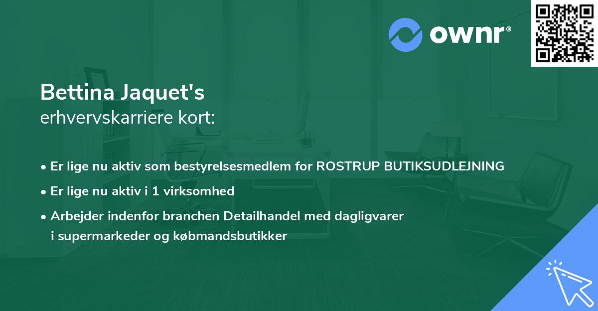 Bettina Jaquet's erhvervskarriere kort