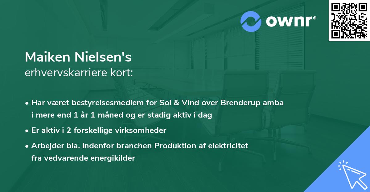 Maiken Nielsen's erhvervskarriere kort