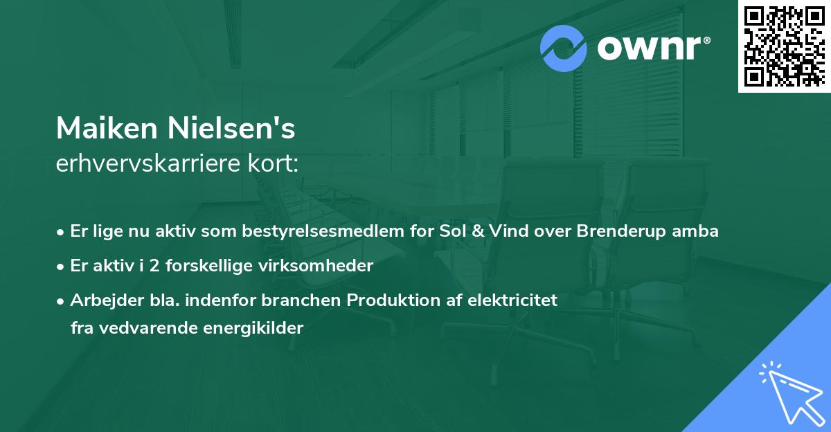 Maiken Nielsen's erhvervskarriere kort