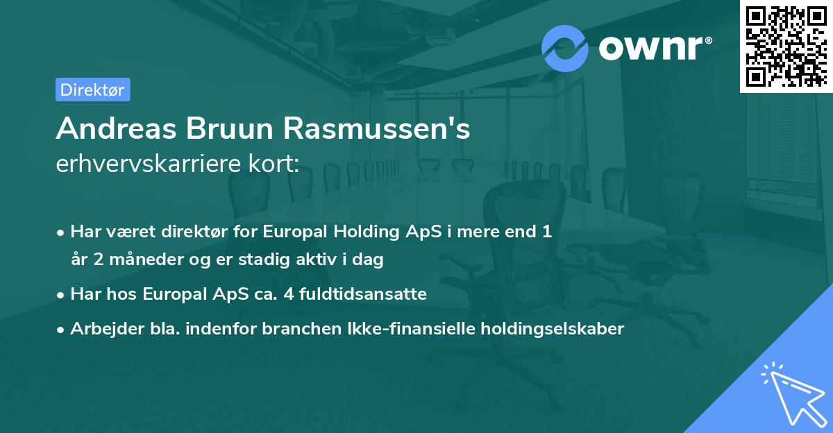 Andreas Bruun Rasmussen's erhvervskarriere kort
