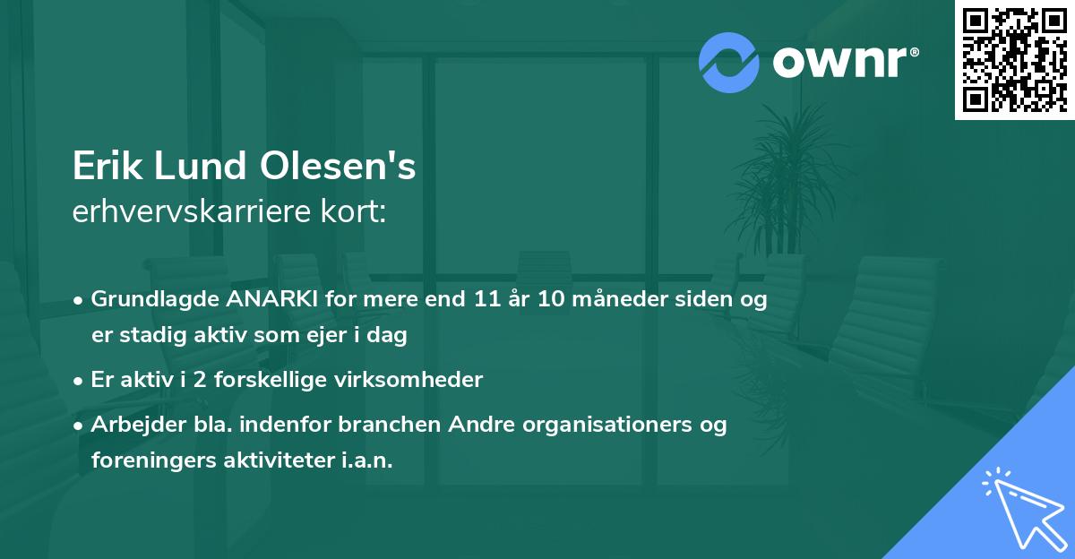 Erik Lund Olesen's erhvervskarriere kort