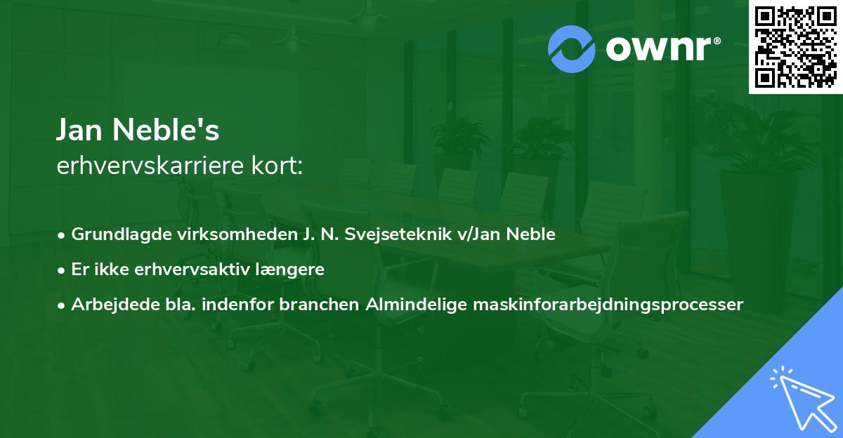 Jan Neble's erhvervskarriere kort