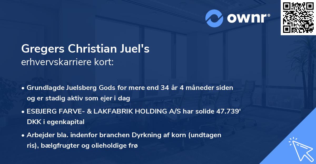 Gregers Christian Juel's erhvervskarriere kort