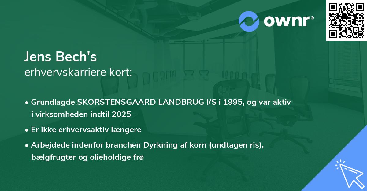 Jens Bech's erhvervskarriere kort