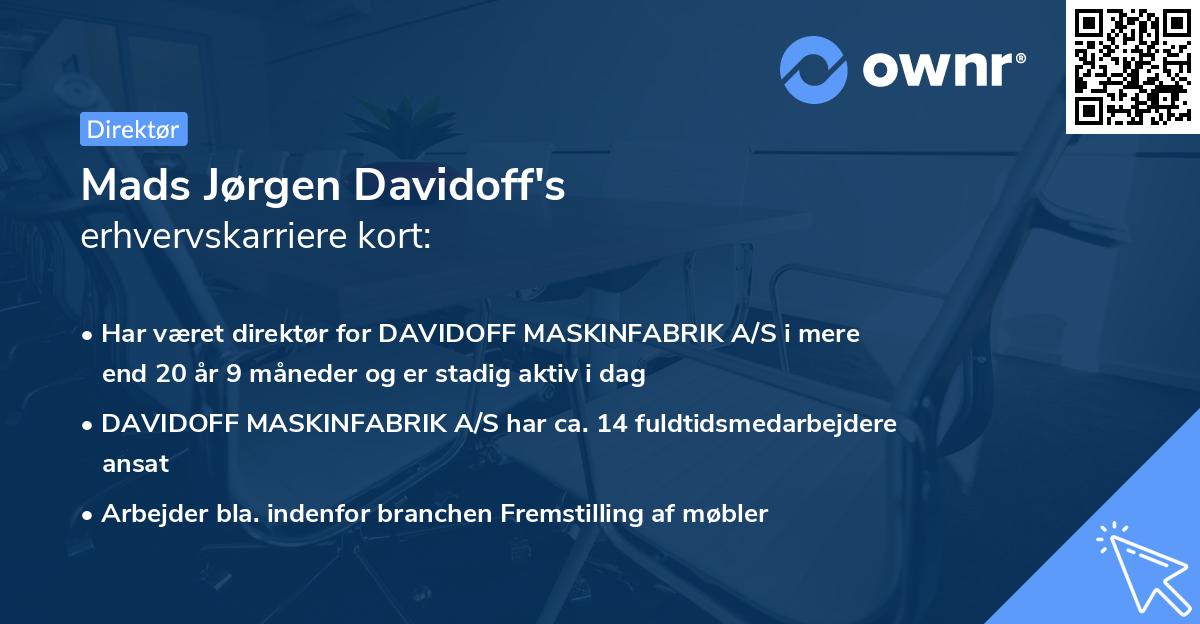 Mads Jørgen Davidoff's erhvervskarriere kort
