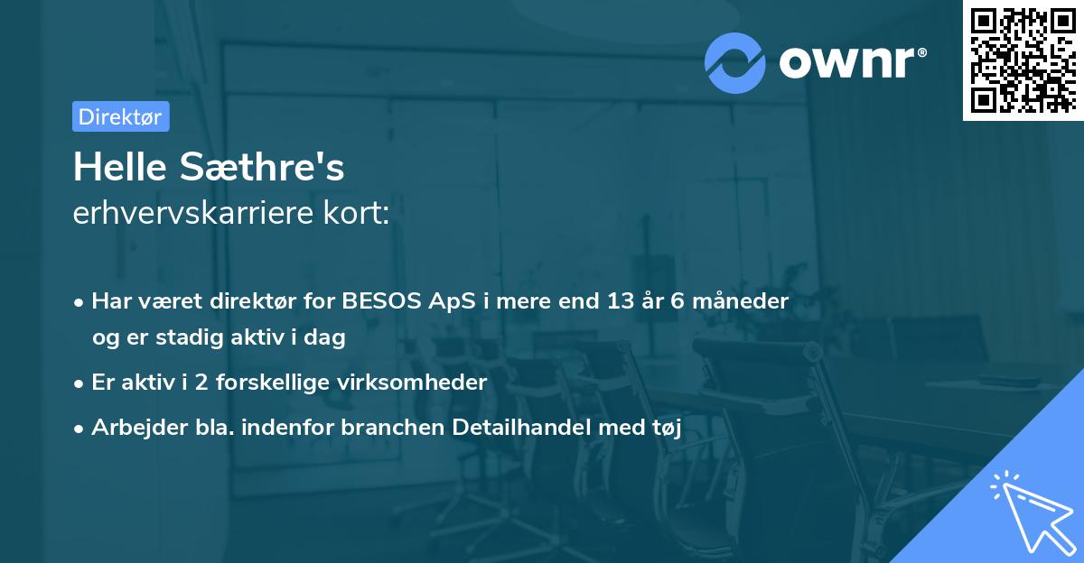 Helle Sæthre's erhvervskarriere kort