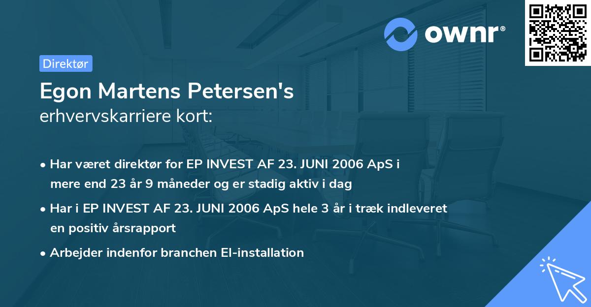 Egon Martens Petersen's erhvervskarriere kort