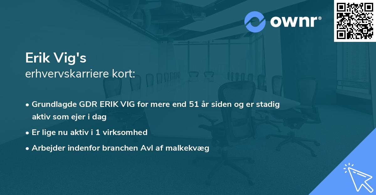 Erik Vig's erhvervskarriere kort