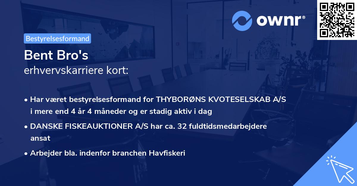 Bent Bro's erhvervskarriere kort
