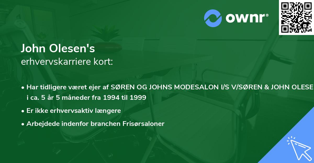 John Olesen's erhvervskarriere kort