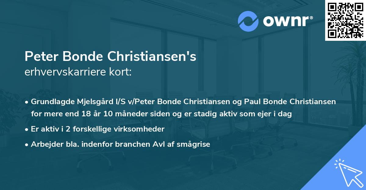 Peter Bonde Christiansen's erhvervskarriere kort