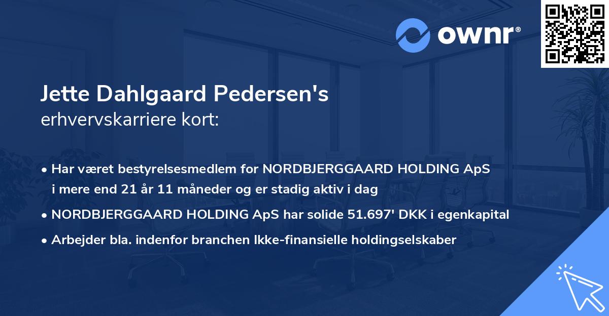 Jette Dahlgaard Pedersen's erhvervskarriere kort