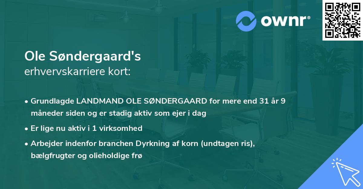 Ole Søndergaard's erhvervskarriere kort