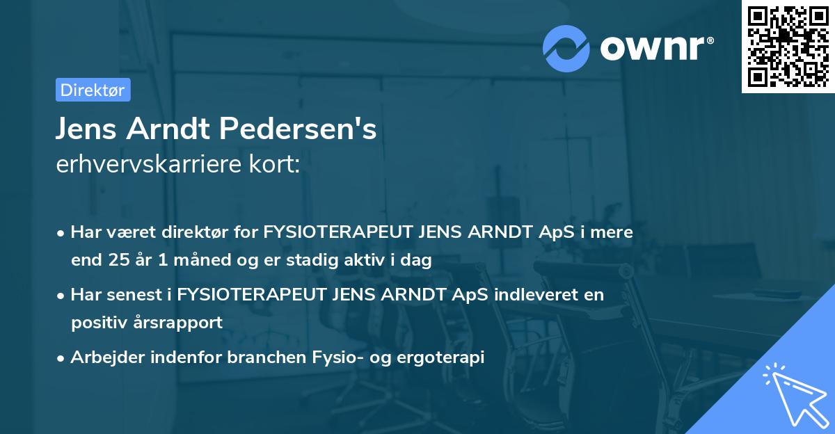 Jens Arndt Pedersen's erhvervskarriere kort
