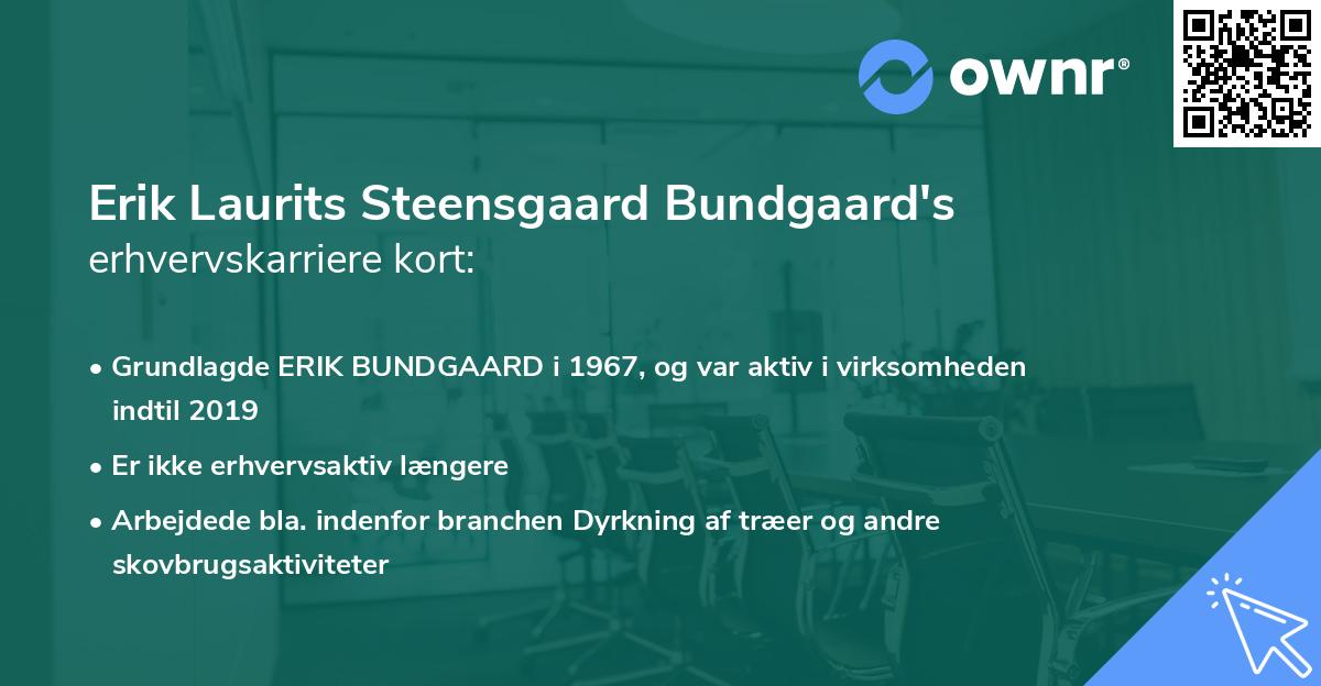 Erik Laurits Steensgaard Bundgaard's erhvervskarriere kort