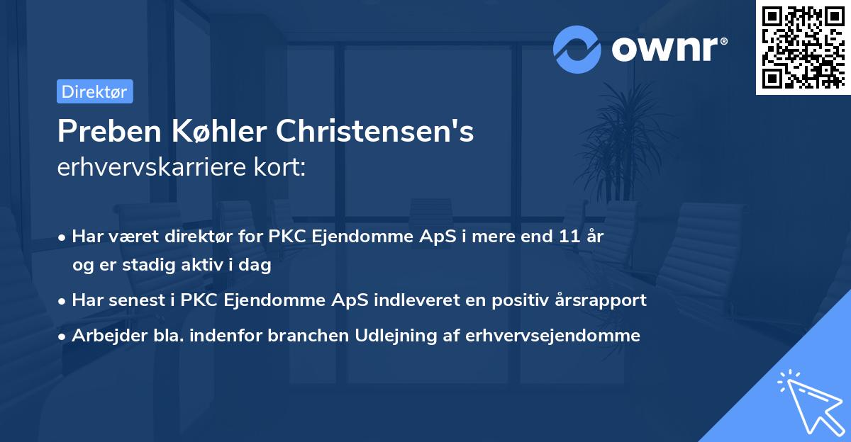 Preben Køhler Christensen's erhvervskarriere kort