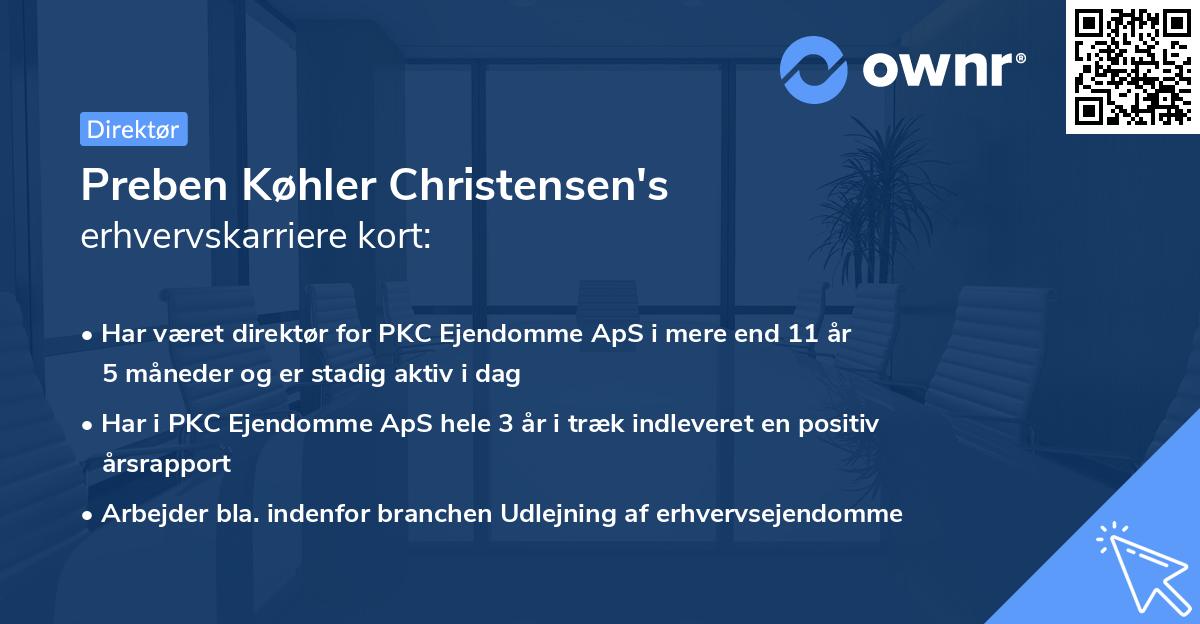 Preben Køhler Christensen's erhvervskarriere kort