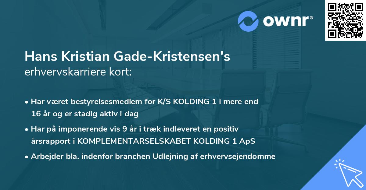 Hans Kristian Gade-Kristensen's erhvervskarriere kort