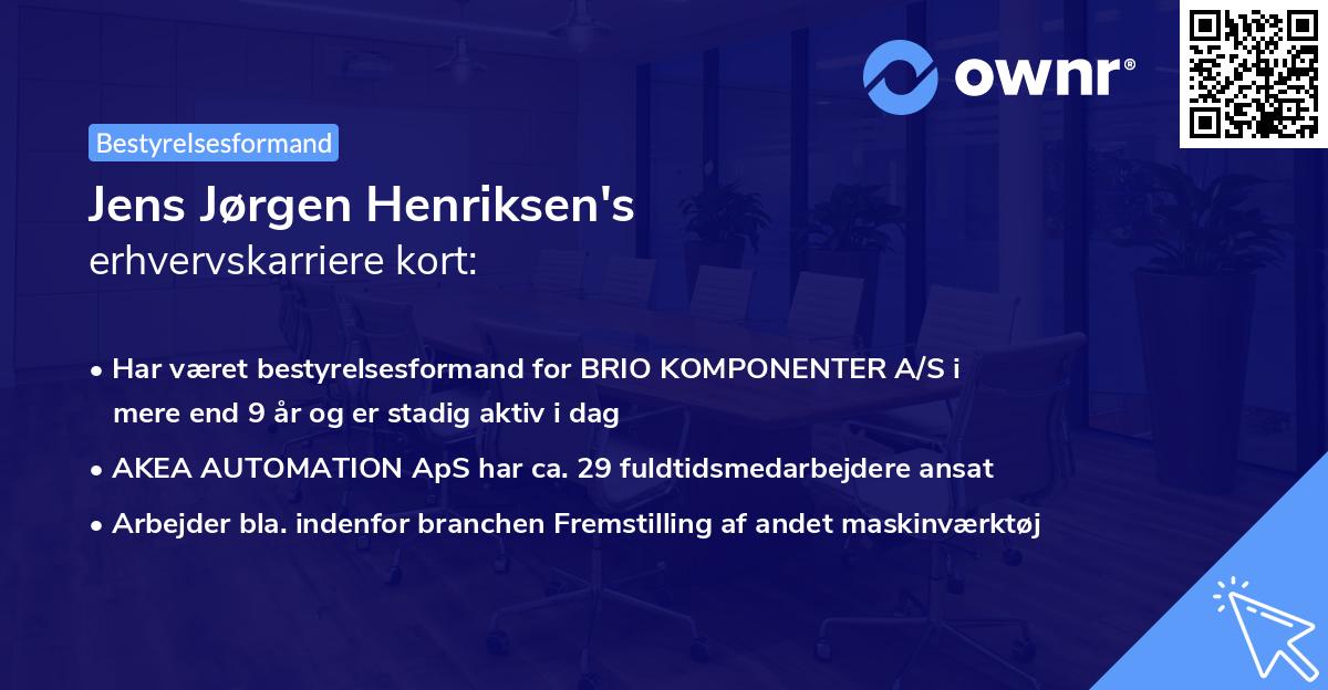 Jens Jørgen Henriksen's erhvervskarriere kort