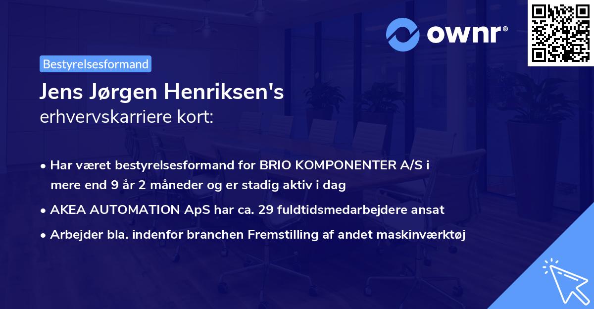 Jens Jørgen Henriksen's erhvervskarriere kort