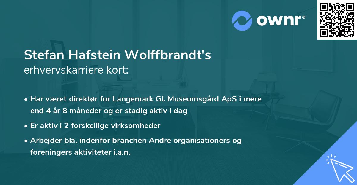 Stefan Hafstein Wolffbrandt's erhvervskarriere kort