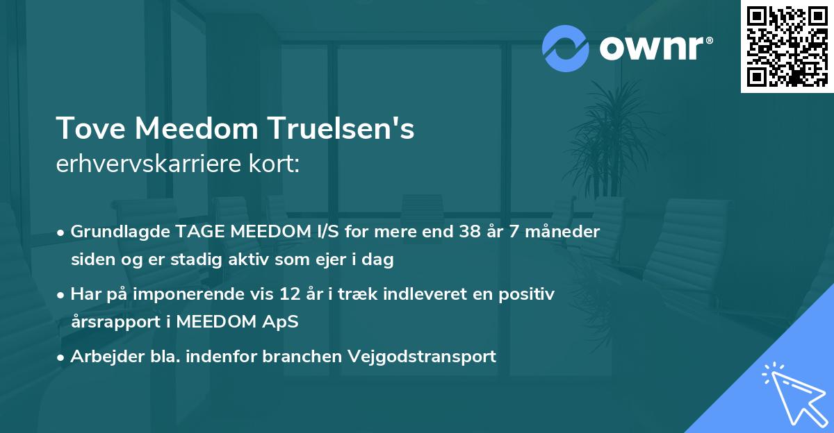 Tove Meedom Truelsen's erhvervskarriere kort