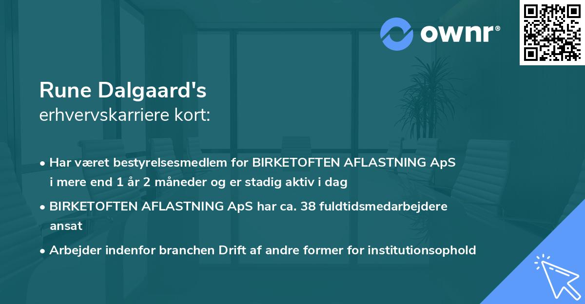 Rune Dalgaard's erhvervskarriere kort