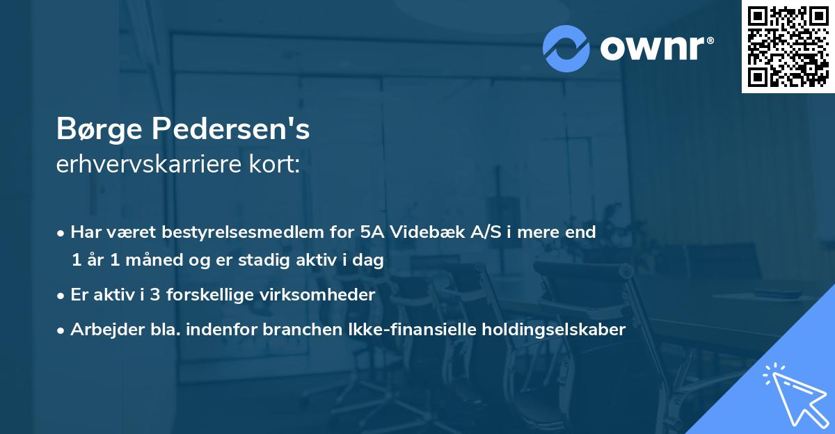 Børge Pedersen's erhvervskarriere kort