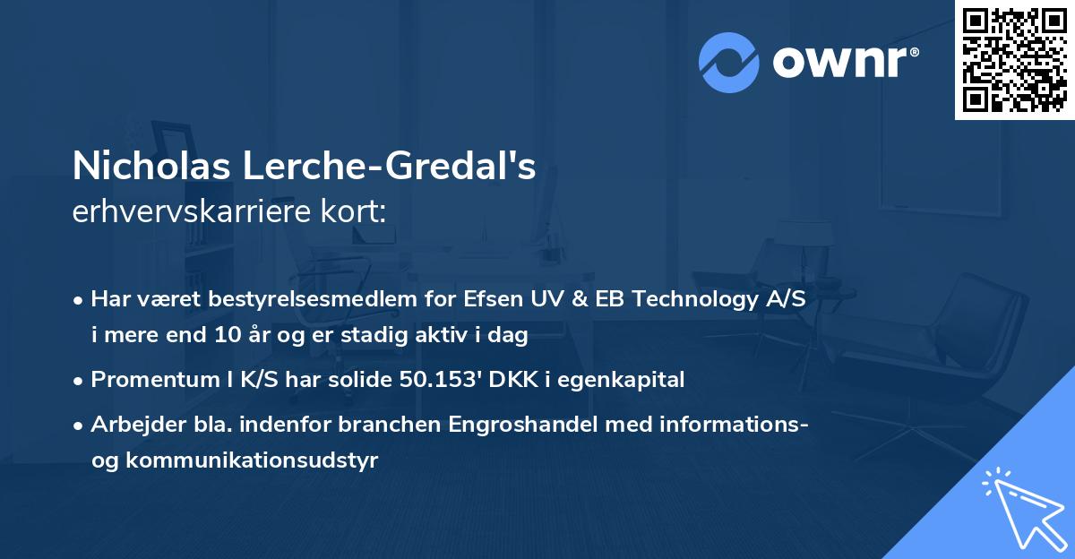 Nicholas Lerche-Gredal's erhvervskarriere kort