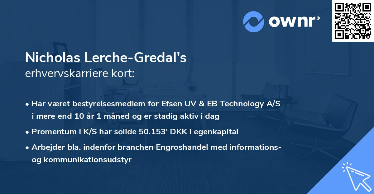 Nicholas Lerche-Gredal's erhvervskarriere kort