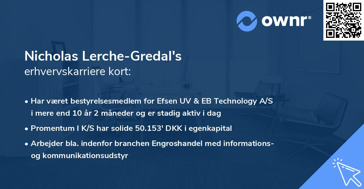 Nicholas Lerche-Gredal's erhvervskarriere kort