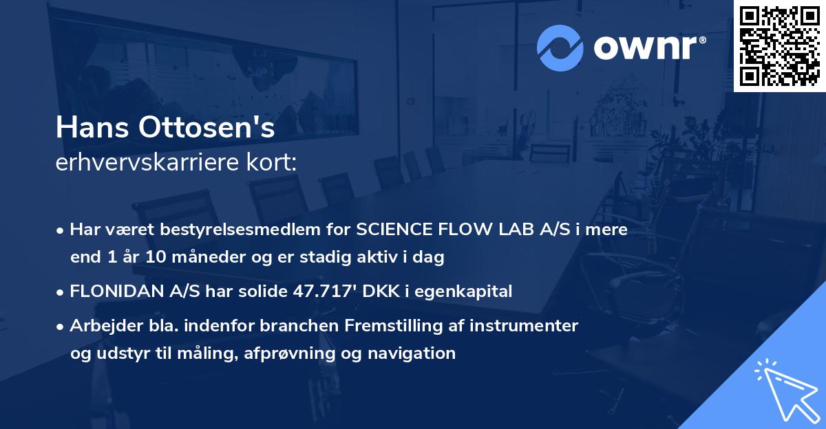 Hans Ottosen's erhvervskarriere kort