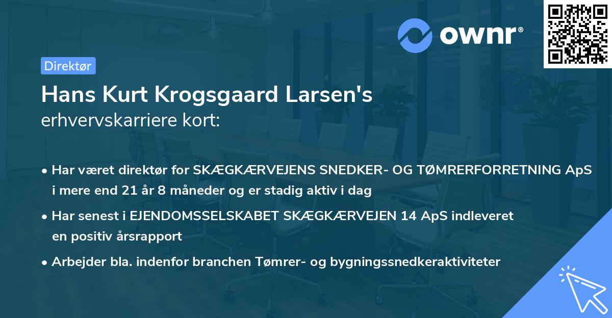 Hans Kurt Krogsgaard Larsen's erhvervskarriere kort