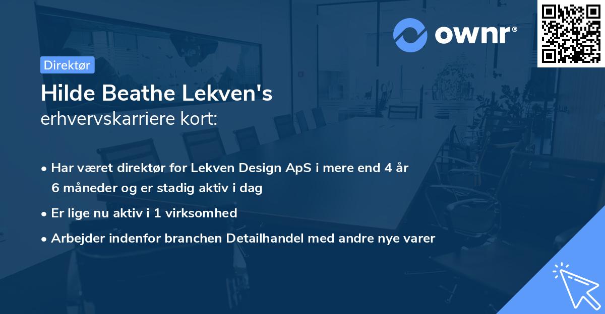 Hilde Beathe Lekven's erhvervskarriere kort