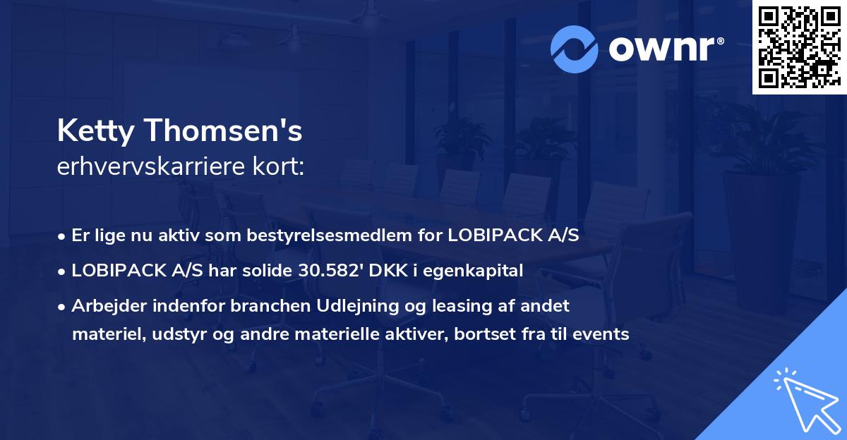 Ketty Thomsen's erhvervskarriere kort