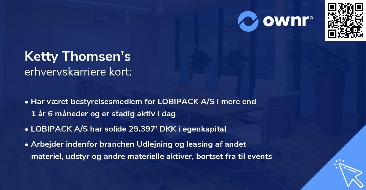 Ketty Thomsen's erhvervskarriere kort