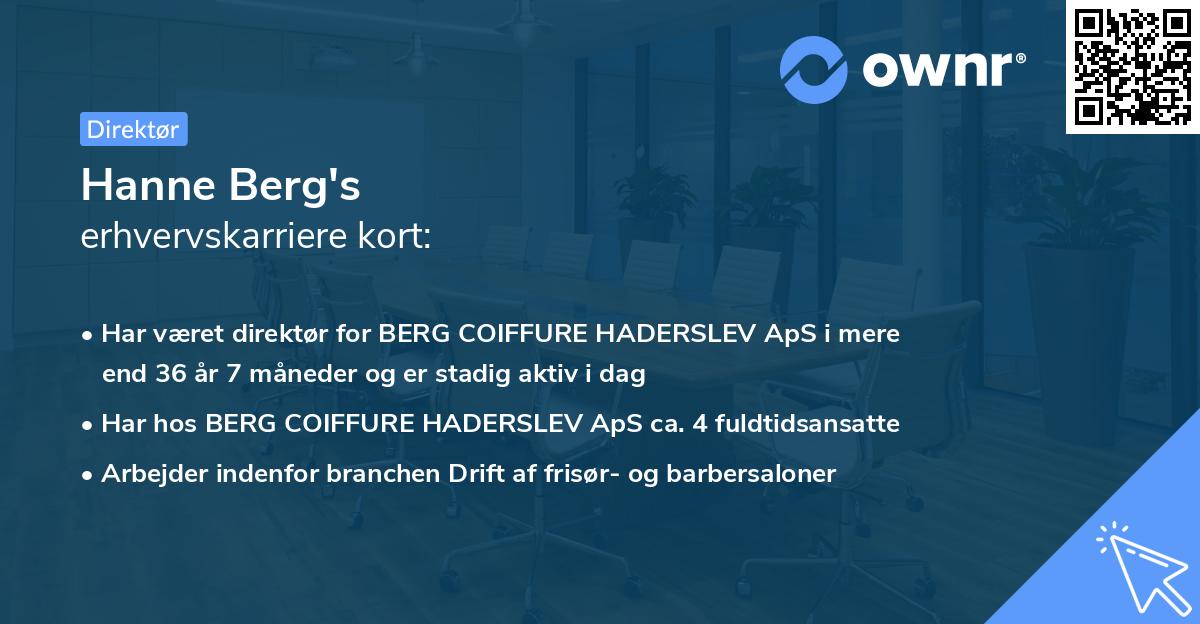 Hanne Berg's erhvervskarriere kort