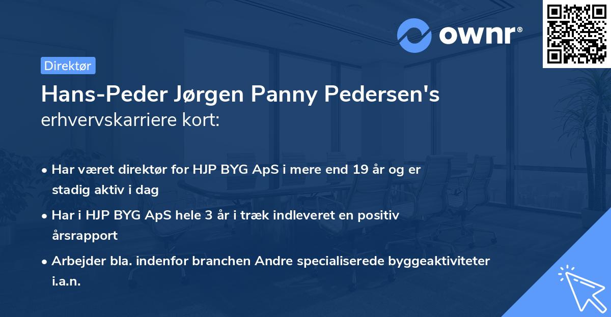 Hans-Peder Jørgen Panny Pedersen's erhvervskarriere kort