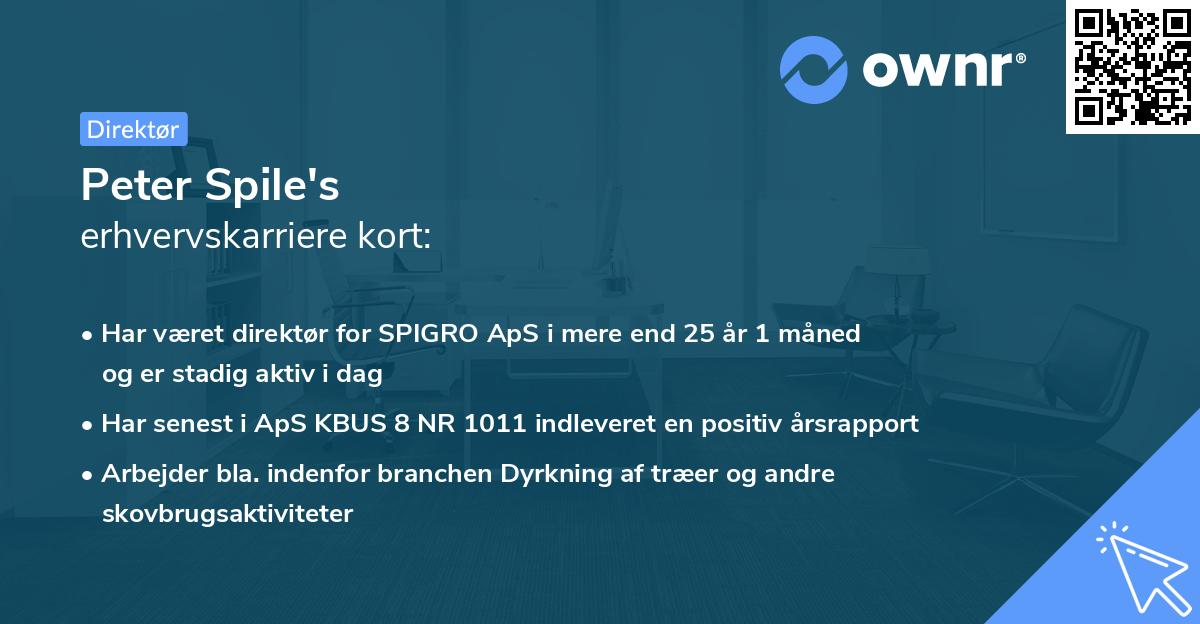 Peter Spile's erhvervskarriere kort