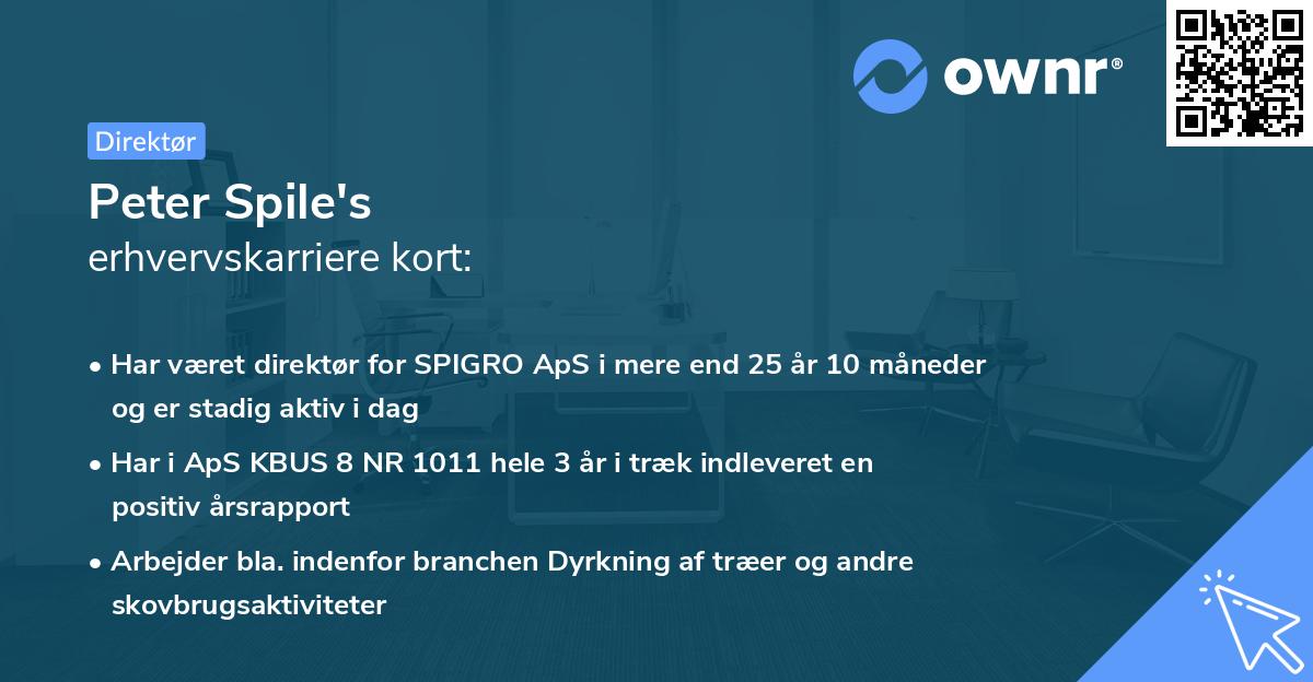 Peter Spile's erhvervskarriere kort