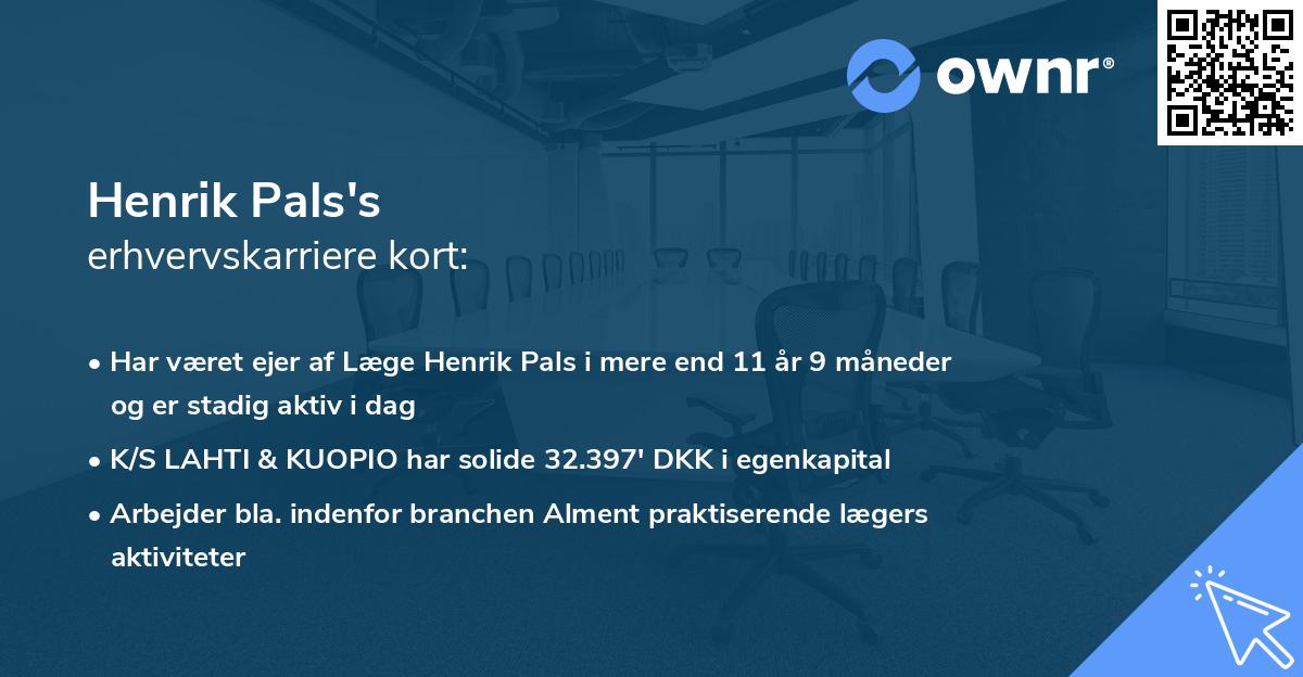 Henrik Pals's erhvervskarriere kort