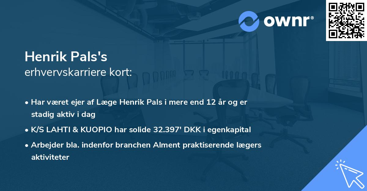 Henrik Pals's erhvervskarriere kort